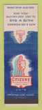Matchbook Cover - Citizens Auto Insurance Walter Frase Utica MI