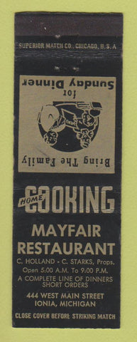 Matchbook Cover - Mayfair Restaurant Ionia MI