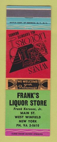 Matchbook Cover - Frank's Liquor Store West Winfield NY