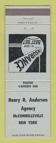Matchbook Cover - Henry Andersen Insurance Agency McConnellsville NY