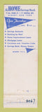 Matchbook Cover - Home Savings Bank Albany NY