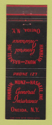 Matchbook Cover - Hamblin Munz and Haskell Insurance Oneida NY