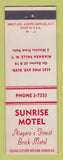 Matchbook Cover - Sunrise Motel Niagara Falls NY