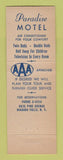 Matchbook Cover - Paradise Motel Niagara Falls NY