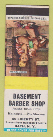 Matchbook Cover - Basement Barber Shop Bath NY