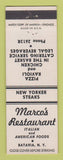 Matchbook Cover - Marco's Restaurant Italian Pizza Batavia NY