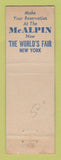 Matchbook Cover - Hotel McAlpin New York City WORN