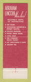 Matchbook Cover - Hotel Abraham Lincoln Reading PA