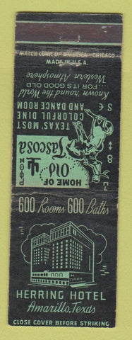 Matchbook Cover - Herring Hotel Amarillo TX WEAR