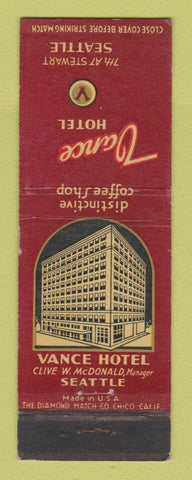 Matchbook Cover - Vance Hotel Seattle WA WEAR
