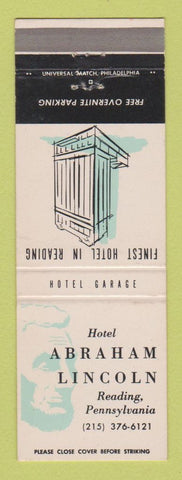 Matchbook Cover - Hotel Abraham Lincoln Reading PA