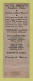 Matchbook Cover - Hotel Onesto Canton OH WEAR