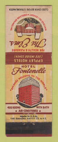 Matchbook Cover - Elms Resort Excelsior Springs MO Hotel Fontenelle Omaha NE