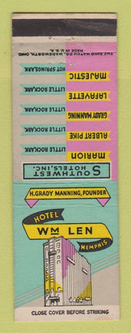 Matchbook Cover - Hotel Wm Len Memphis TN