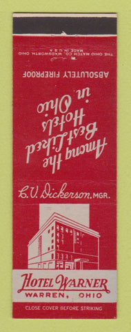 Matchbook Cover - Hotel Warner Warren OH