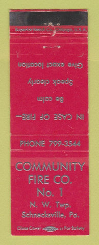 Matchbook Cover - Community Fire Company Schnecksville PA WEAR
