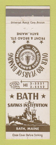 Matchbook Cover - Bath Savings Institution Bath ME