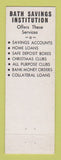 Matchbook Cover - Bath Savings Institution Bath ME