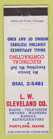 Matchbook Cover - LW Cleveland Radio TV Appliance Portland ME