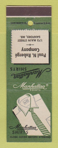 Matchbook Cover - Manhattan Men's Shirts Clothes Paul Roberge Sanford ME