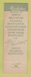 Matchbook Cover - Manhattan Men's Shirts Clothes Paul Roberge Sanford ME