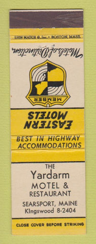 Matchbook Cover - Yardarm Motel Restaurant Searsport ME