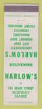 Matchbook Cover - Harlow's Luncheonette Norway ME