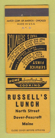 Matchbook Cover - Russell's Lunch Dover Foxcroft ME