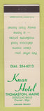 Matchbook Cover - Knox Hotel Thomaston ME