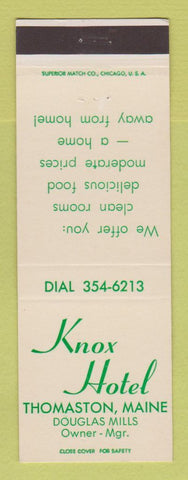 Matchbook Cover - Knox Hotel Thomaston ME