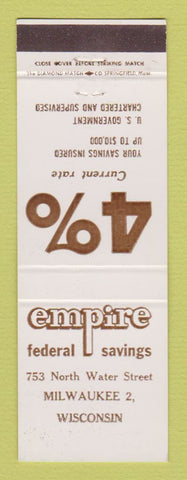 Matchbook Cover - Empire Federal Savings Milwaukee WI