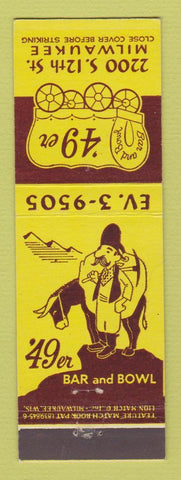Matchbook Cover - 49er Bar and Bowling Milwaukee WI feature Al Kobza