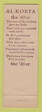 Matchbook Cover - 49er Bar and Bowling Milwaukee WI feature Al Kobza