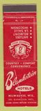 Matchbook Cover - Blankstein Hotels Milwaukee WI