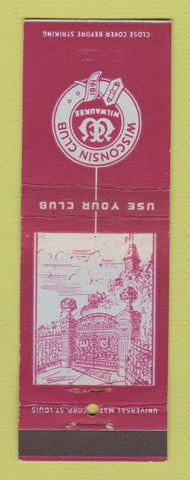 Matchbook Cover - Wisconsin Club Milwaukee WI