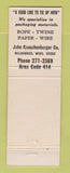 Matchbook Cover - John Rauschenberger Cordage Paper Wire Milwaukee WI