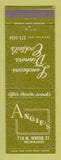 Matchbook Cover - Angie's Restaurant Milwaukee WI