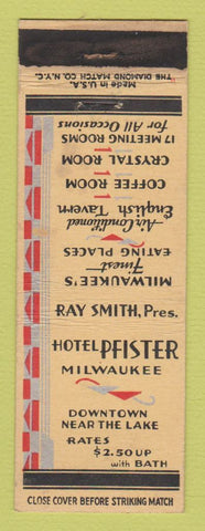Matchbook Cover - Hotel Pfister Milwaukee WI WEAR