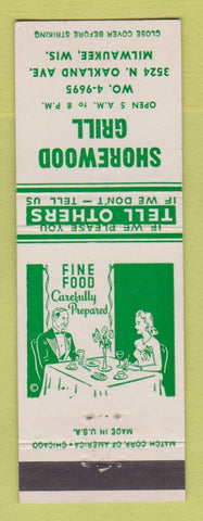 Matchbook Cover - Shorewood Grill Milwaukee WI