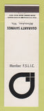 Matchbook Cover - Guaranty Savings Bank Milwaukee WI