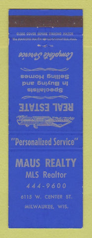 Matchbook Cover - Maus Real Estate Milwaukee WI