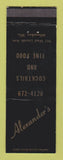 Matchbook Cover - Alexander's Restaurant Milwaukee WI WEAR