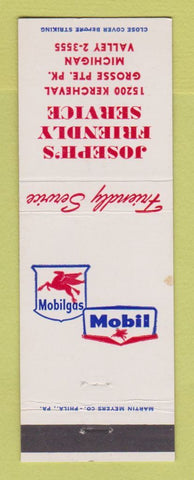 Matchbook Cover - Mobil oil gas Joseph's Grosse Pointe Park MI