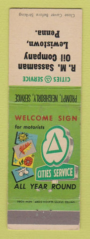 Matchbook Cover - Cities oil gas RM Sassaman Lewiston PA
