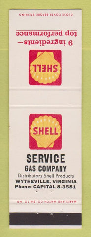 Matchbook Cover - Shell oil gas Service Wytheville VA