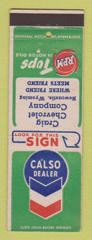 Matchbook Cover - Calso oil gas RPM Craig Chevrolet Newcastle WY
