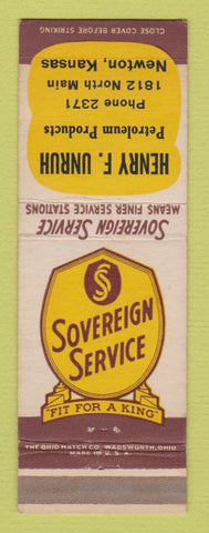 Matchbook Cover - Sovereign oil gas Henry Unruh Newton KS