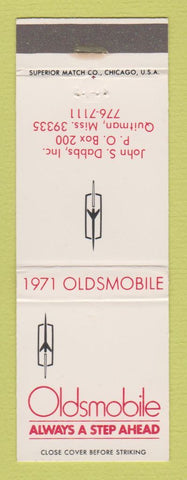 Matchbook Cover - 1971 Oldsmobile John Dabbs Quitman MS