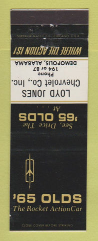 Matchbook Cover - 1965 Oldsmobile Loyd Jones Chevrolet Demopolis AL WEAR