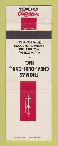 Matchbook Cover - 1980 Oldsmobile Thomas Chevrolet Cadillac Bedford PA WEAR